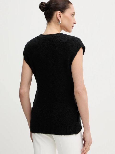 Morgan kamizelka z domieszką wełny MPLUIE kolor czarny MPLUIE