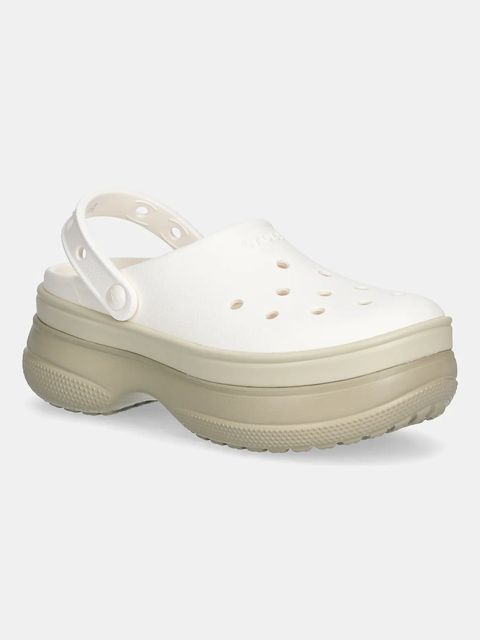 Crocs klapki Classic Stacked Clog damskie kolor beżowy na platformie 211355 - zdjęcie produktu nr 1