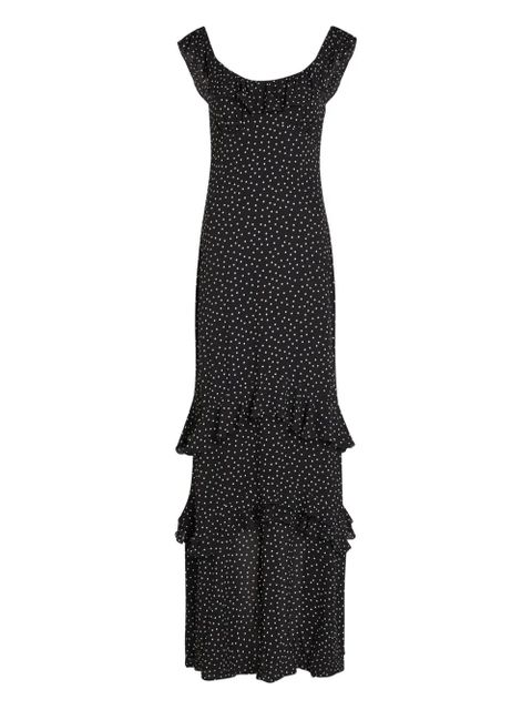 Reformation ruffled polka-dot maxi dress - Black - zdjęcie produktu nr 1