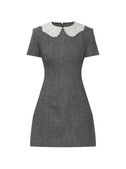 Self-Portrait Herringbone lace collar mini dress - Grey - zdjęcie produktu nr 1