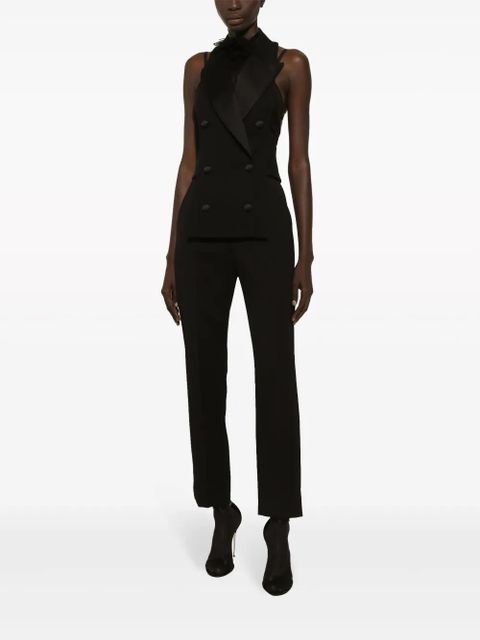 Dolce & Gabbana open-back virgin wool-blend waistcoat - Black