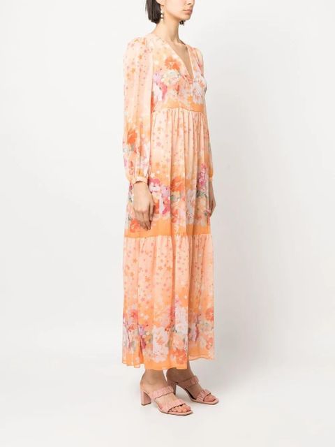 TWINSET floral-print empire-line dress - Orange