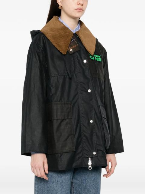 Barbour x Ganni waxed duffle coat - Black
