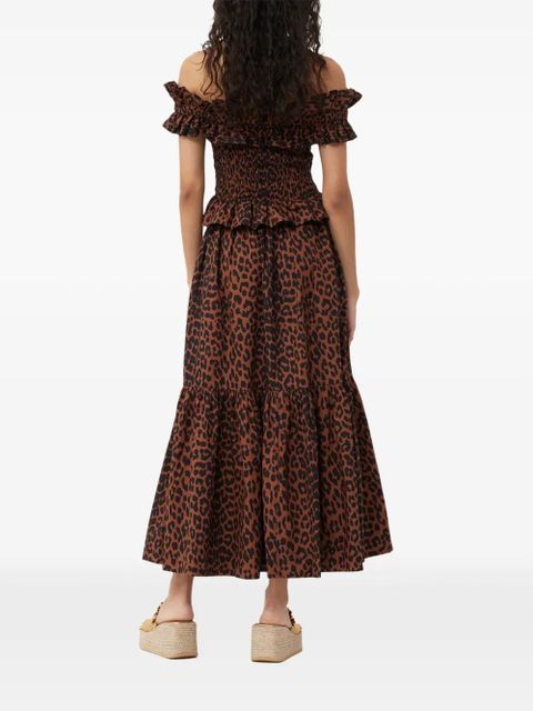 GANNI leopard-print maxi skirt - Brown