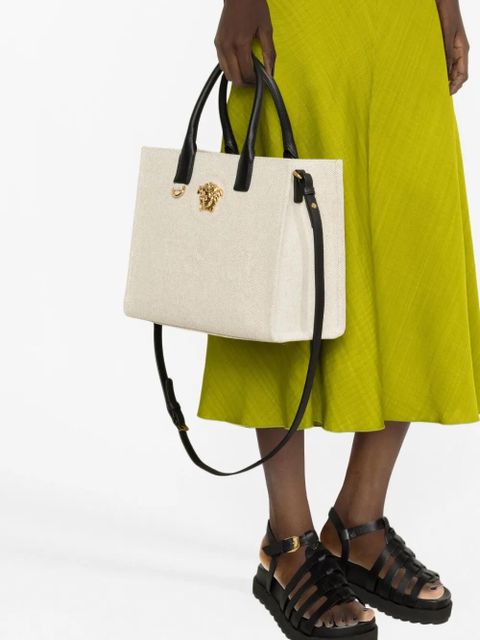 Versace large La Medusa canvas tote bag - Neutrals