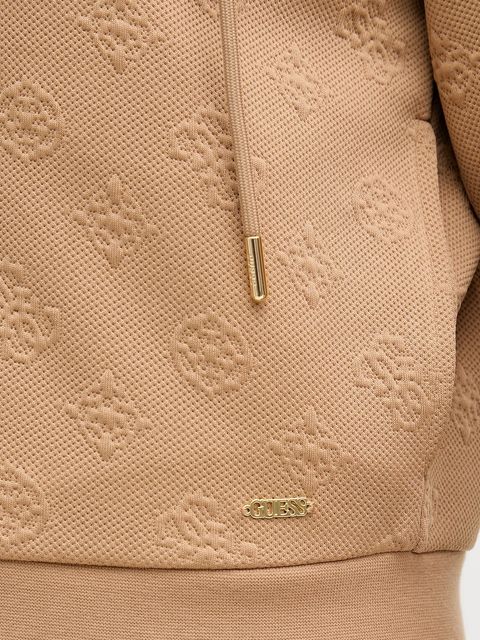 Guess bluza PEONY damska kolor beżowy z kapturem gładka V5YQ06 KBSL2