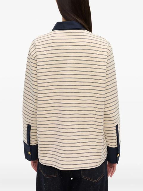 GANNI striped long-sleeve polo shirt - Neutrals