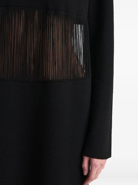 KHAITE fringed turtleneck midi dress - Black