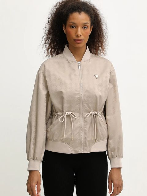 Guess kurtka bomber AOP kolor beżowy przejściowa oversize V5YL11 WHFU0 - zdjęcie produktu nr 1