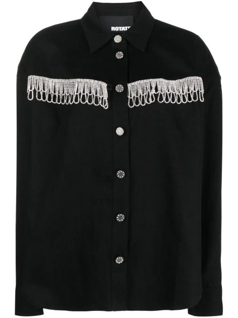 ROTATE BIRGER CHRISTENSEN crystal-embellished long-sleeve shirt - Black - zdjęcie produktu nr 1