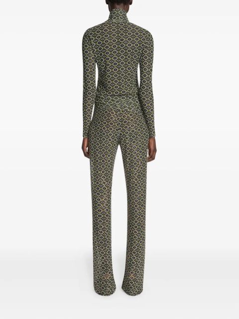 DRIES VAN NOTEN geometric-pattern trousers - Green