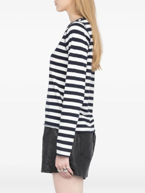 Zadig&Voltaire striped embellished long-sleeve T-shirt - White