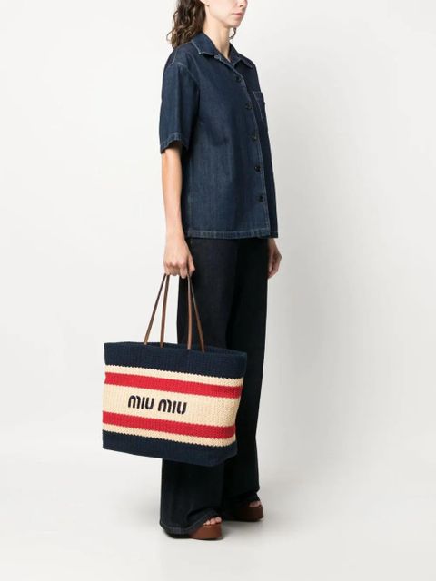 Miu Miu logo-print tote bag - Neutrals