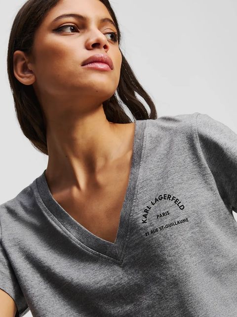 Karl Lagerfeld t-shirt bawełniany damski kolor szary A3W17104
