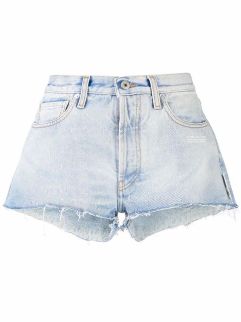 Off-White frayed-edge denim shorts - Blue - zdjęcie produktu nr 1