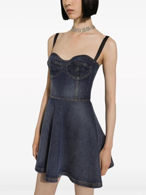 Dolce & Gabbana sweetheart-neck denim minidress - Blue