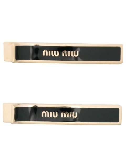 Miu Miu logo-print hair clip - Black