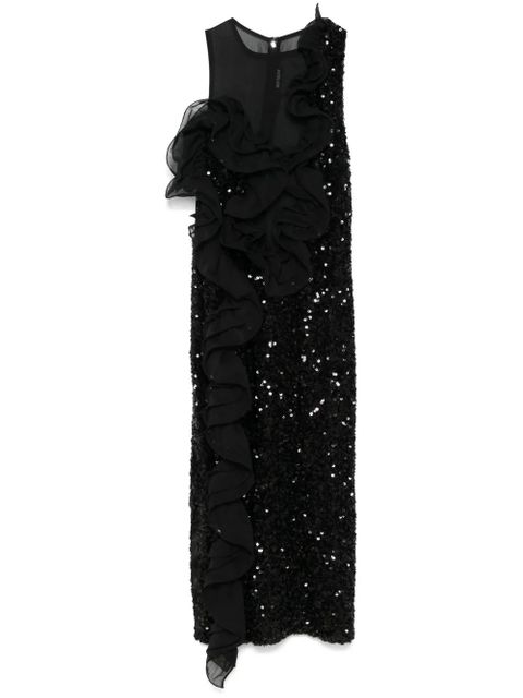 ROTATE BIRGER CHRISTENSEN ruffled-detailing sequinned midi dress - Black - zdjęcie produktu nr 1