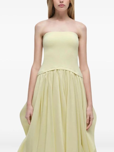 Simkhai strapless balloon-skirt midi day dress - Yellow