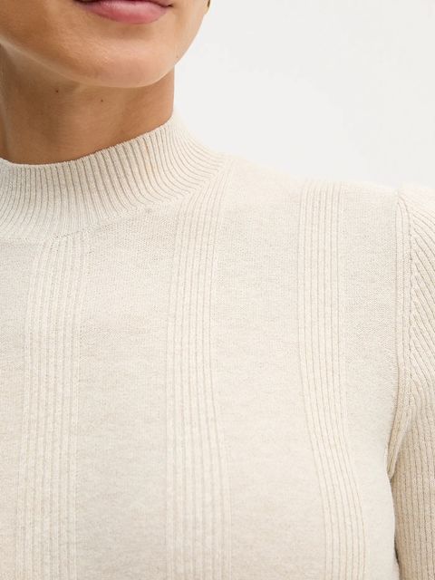 Sisley sweter z dodatkiem wełny damski kolor beżowy lekki z półgolfem 1WH2M2025