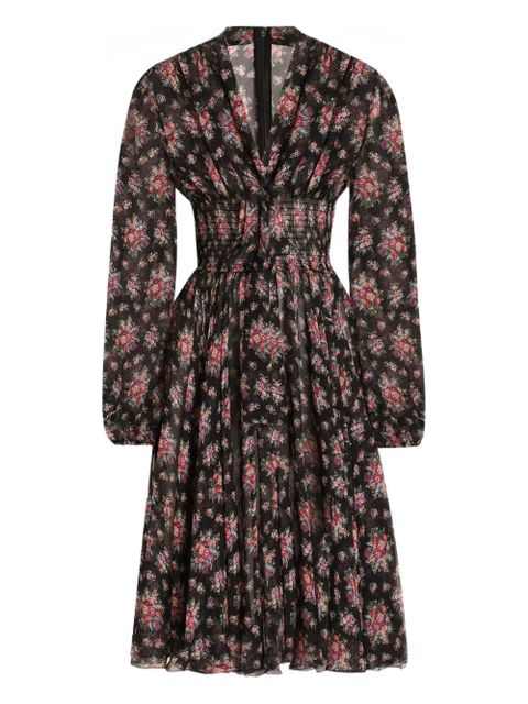Dolce & Gabbana long-sleeves floral midi dress - Black - zdjęcie produktu nr 1