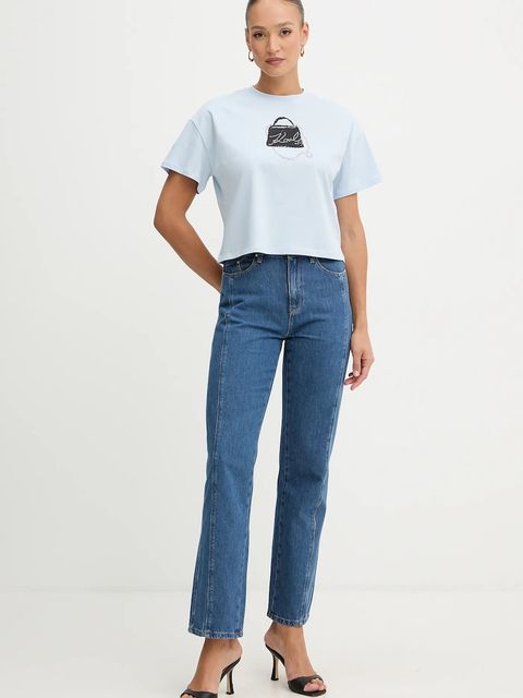 Karl Lagerfeld t-shirt bawełniany damski kolor niebieski B1W17026