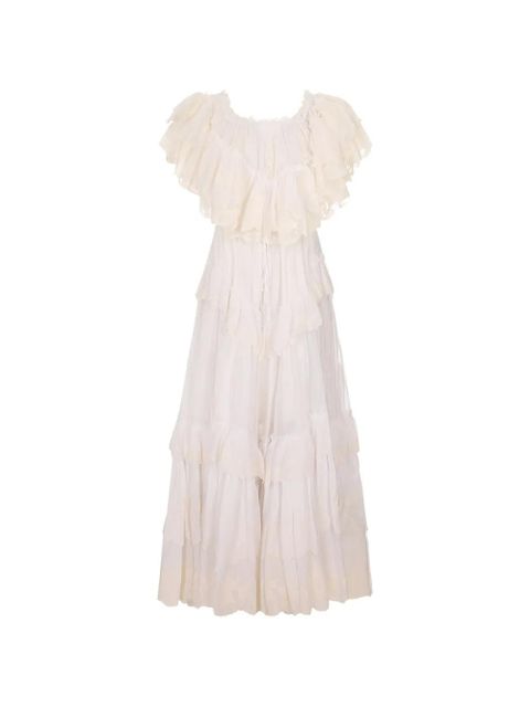 Chloé ruffled lace-embroidered maxi dress - White - zdjęcie produktu nr 1