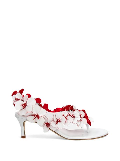 Rabanne floral-detail leather sandals - White - zdjęcie produktu nr 1