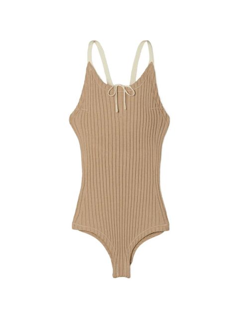 Tory Burch colorblock ribbed bodysuit - Neutrals - zdjęcie produktu nr 1