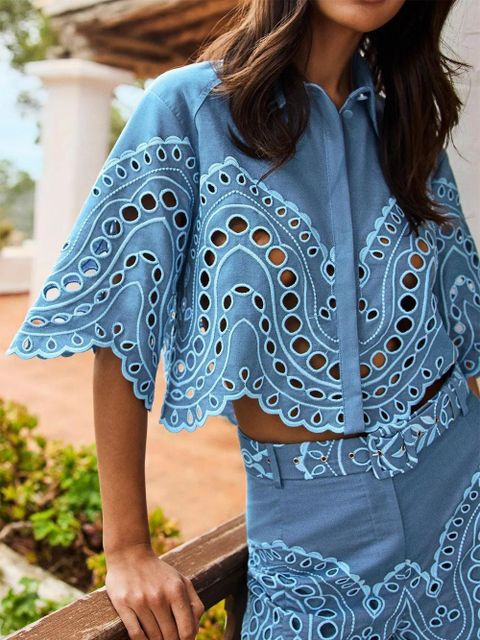 Charo Ruiz Ibiza cut-out storm blouse - Blue