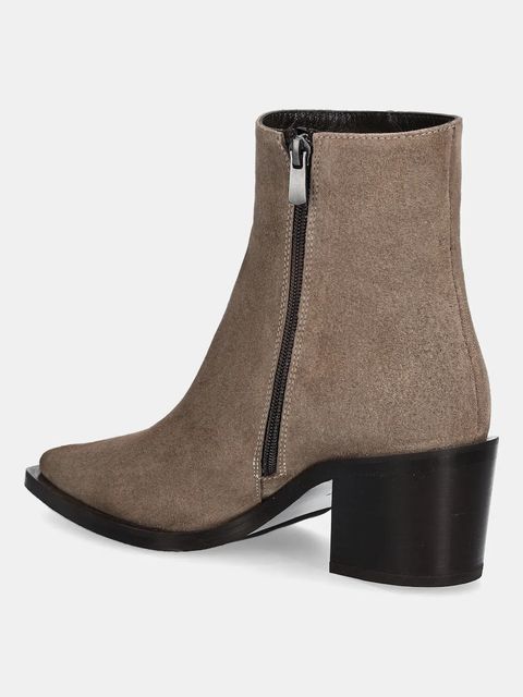 Answear.LAB botki zamszowe kolor beżowy na słupku lekko ocieplone