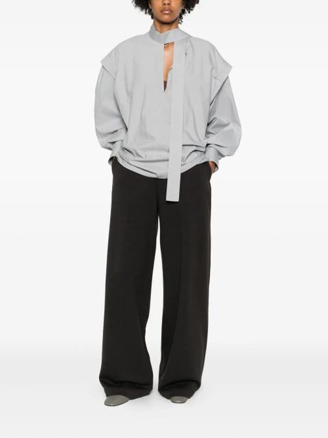 LEMAIRE Ascot puffed-sleeve V-neck top - Blue - zdjęcie produktu nr 2