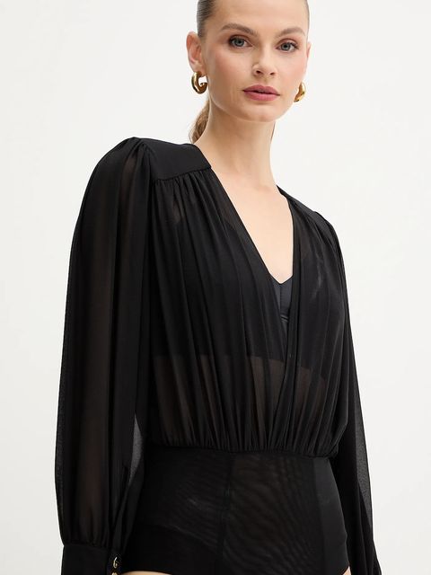 Elisabetta Franchi body damska kolor czarny gładka CB00857E2