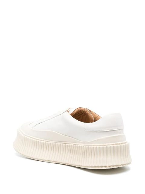 Jil Sander leather flatform sneakers - White