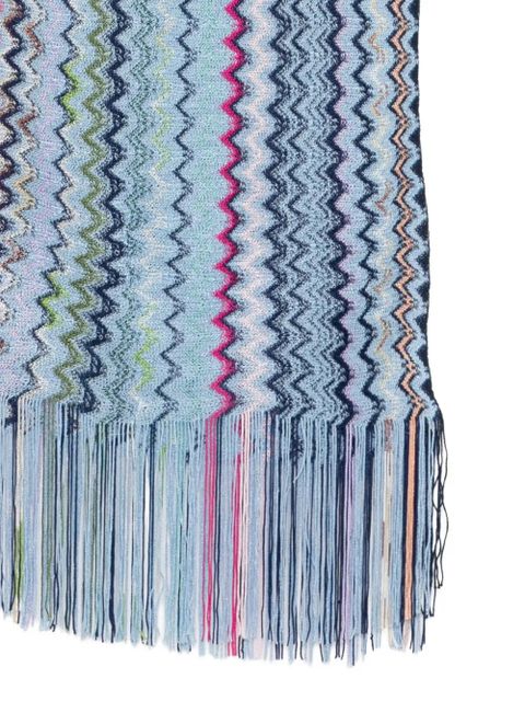 Missoni zigzag-knit fringed scarf - Blue - zdjęcie produktu nr 2