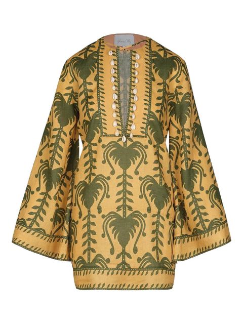 Johanna Ortiz shell-embellished printed tunic dress - Yellow - zdjęcie produktu nr 1