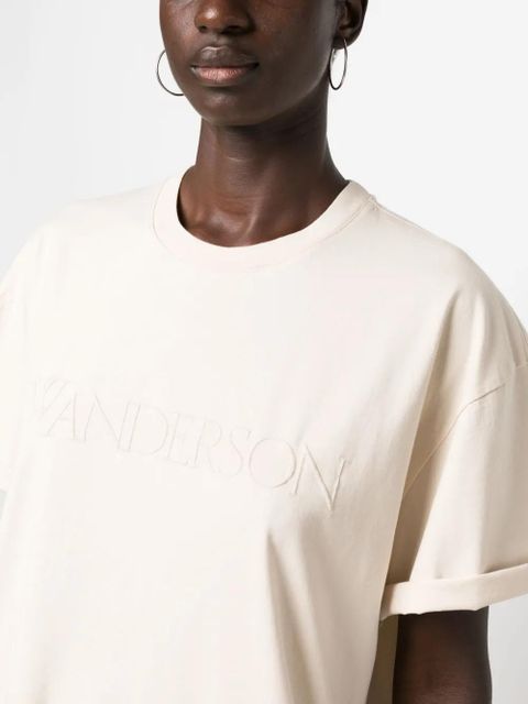 JW Anderson logo-embroidered cotton T-shirt - Neutrals