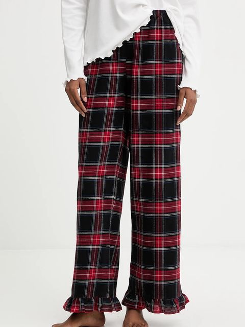 Answear.LAB piżama bawełniana kolor czerwony koronkowa