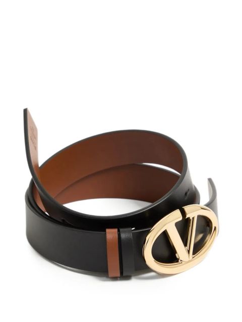 Valentino Garavani Vlogo The Bold Edition reversible calfskin belt, 30mm - Black