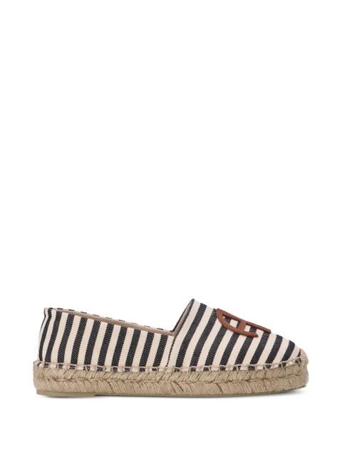 ANINE BING striped logo flat espadrilles - White
