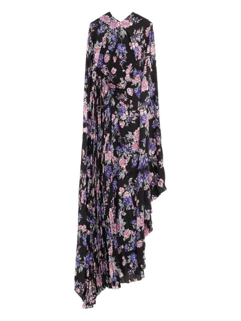 Balenciaga floral-print pleated maxi dress - Black - zdjęcie produktu nr 1