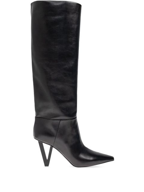 Versace leather knee-high boots - Black - zdjęcie produktu nr 1