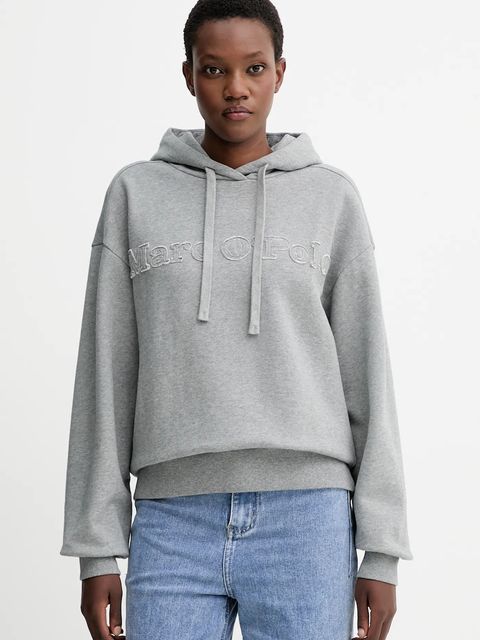 Marc O'Polo bluza bawełniana damska kolor szary z kapturem melanżowa 508403054089 - zdjęcie produktu nr 1