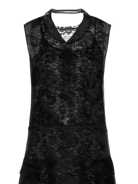 Maison Margiela lace-trimmed pocket mini dress - Black