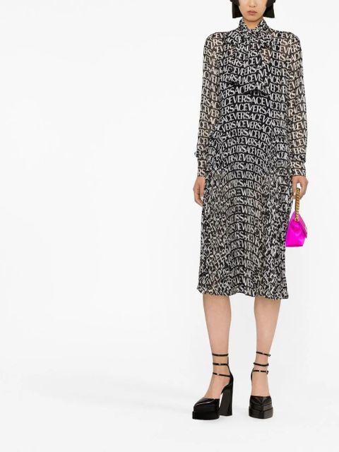 Versace logo-print silk shirtdress - Black - zdjęcie produktu nr 2