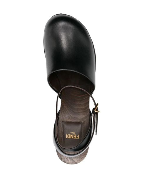 FENDI Baguette Show leather high-heeled clogs - Black
