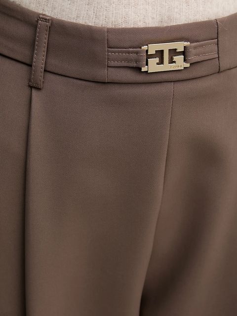 Gaudi spodnie damskie kolor brązowy fason cygaretki high waist 521FD25011
