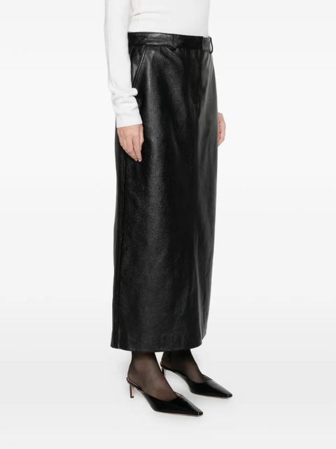 TOTEME grained-leather straight maxi skirt - Black