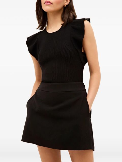 Marie Oliver Rory ruffle-trim ribbed top - Black