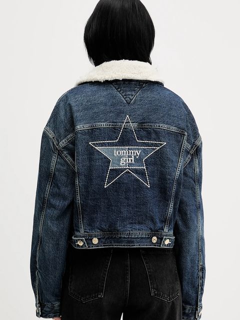 Tommy Jeans kurtka jeansowa kolor granatowy przejściowa oversize DW0DW22485